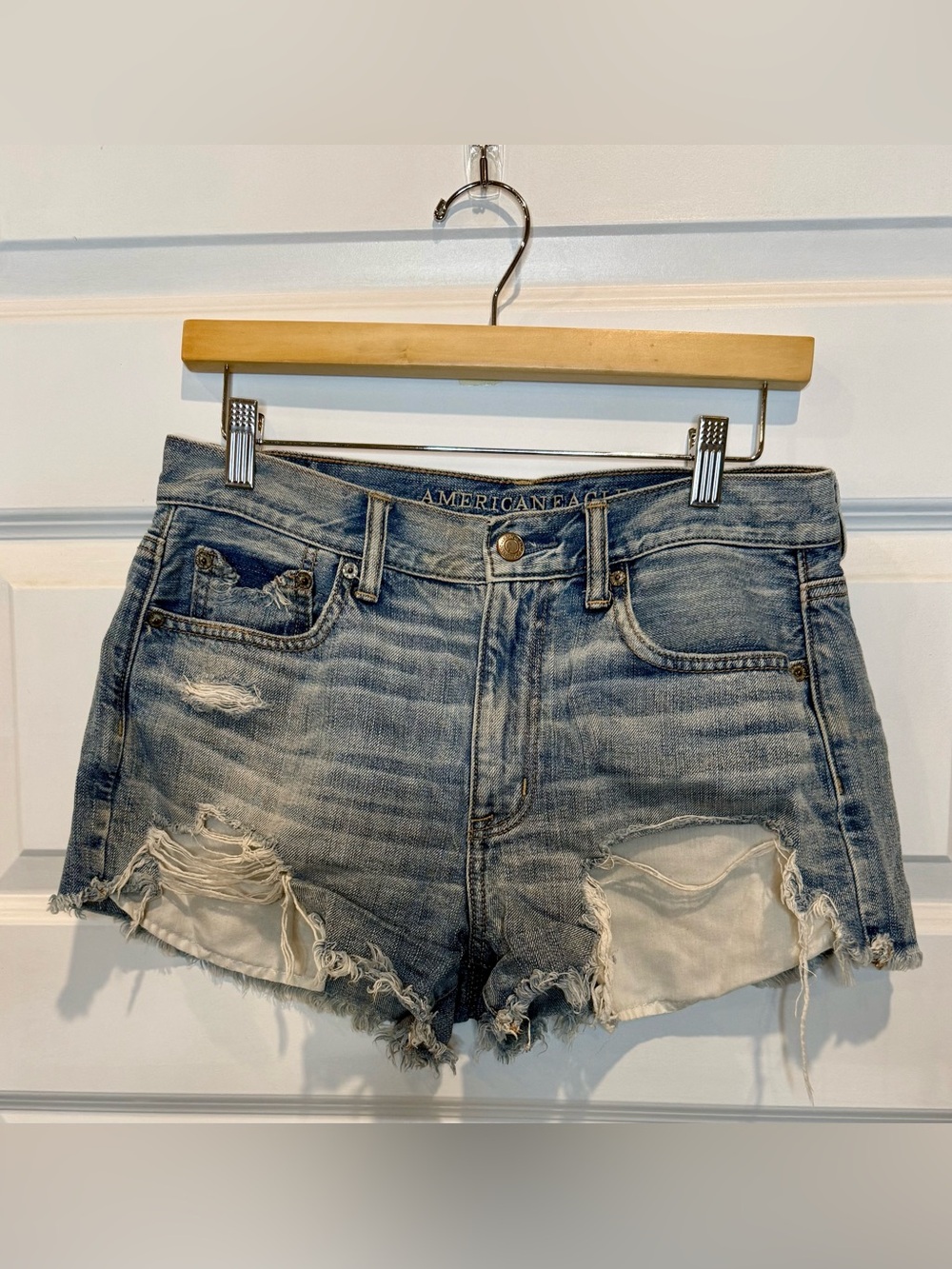 American Eagle Outfitters Vintage Hi Rise Festival Lt Blue Jean Shorts